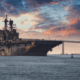 A Navy ship in San Diego harbor